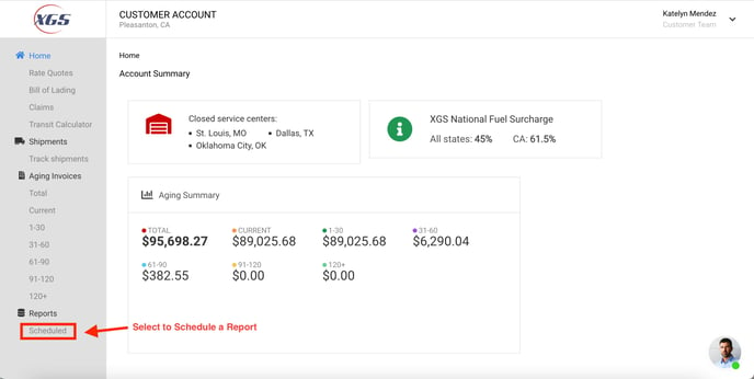 select to schedulea report